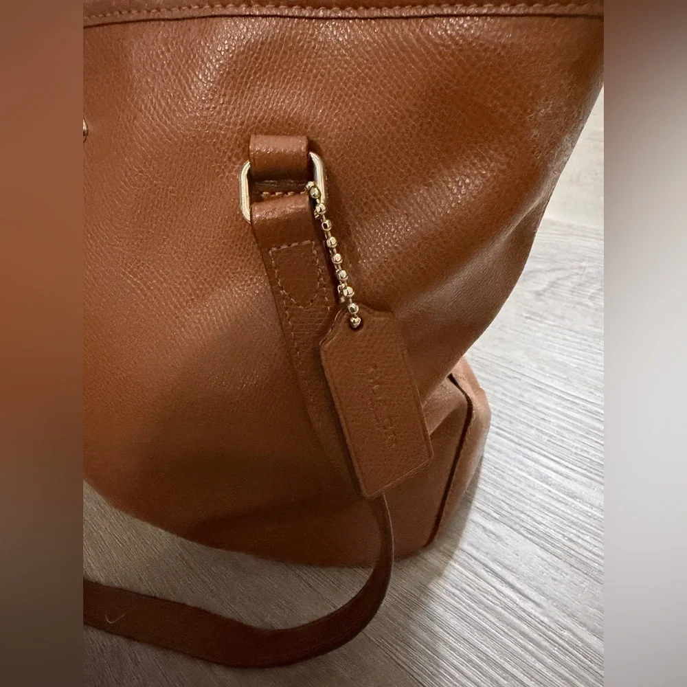 Coach Cognac Leather Tote with Gold Accent